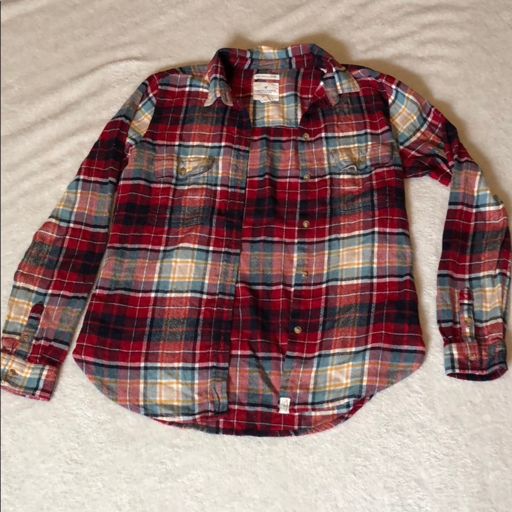 Red and navy AEO super soft flannel